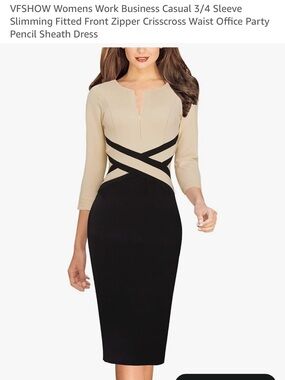 VfShow Beige and Black Women's Dress XXL